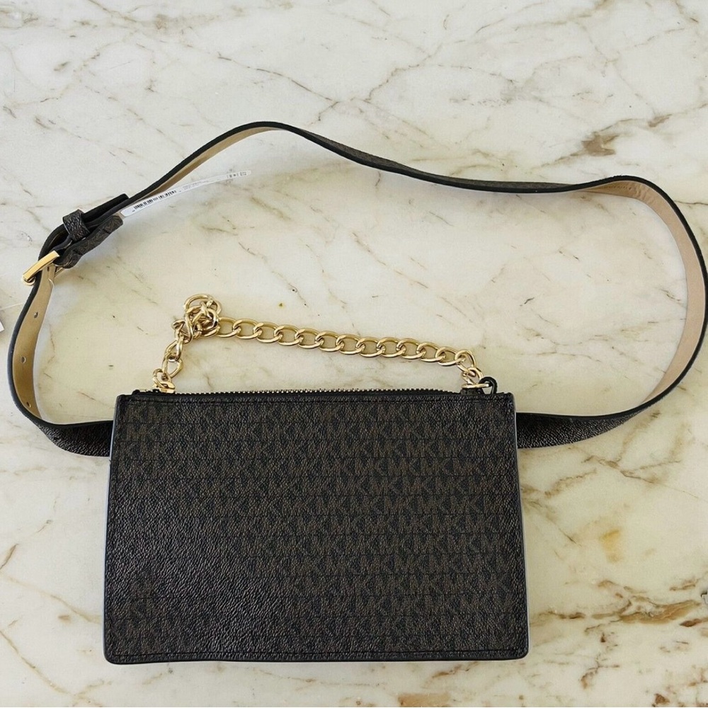 Michael Kors brown faux leather logo belt bag fanny pack